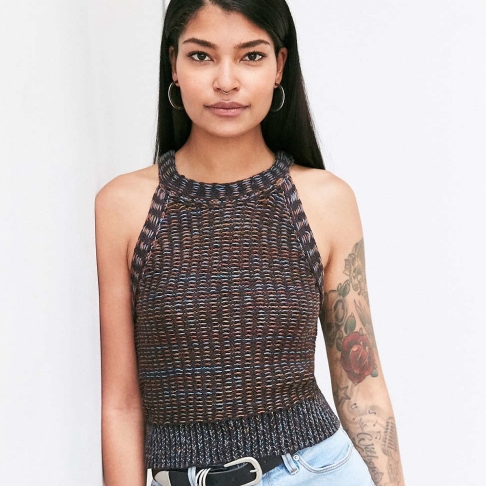 SILENCE + NOISE UO Multi-colored Knit Sweater Tank Size S